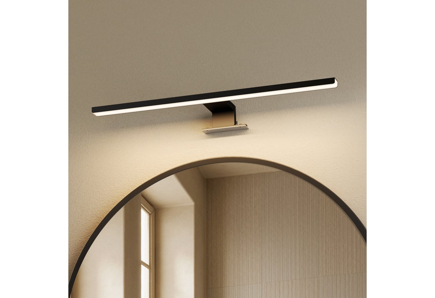 EMKE Spiegelleuchte LED L: 40cm 8W IP44 Wandlleuchte Badezimmer Wohnzimmer, LED fest integriert, Kaltweiß, Neutralweiß, Chrom oder Schwarz von EMKE