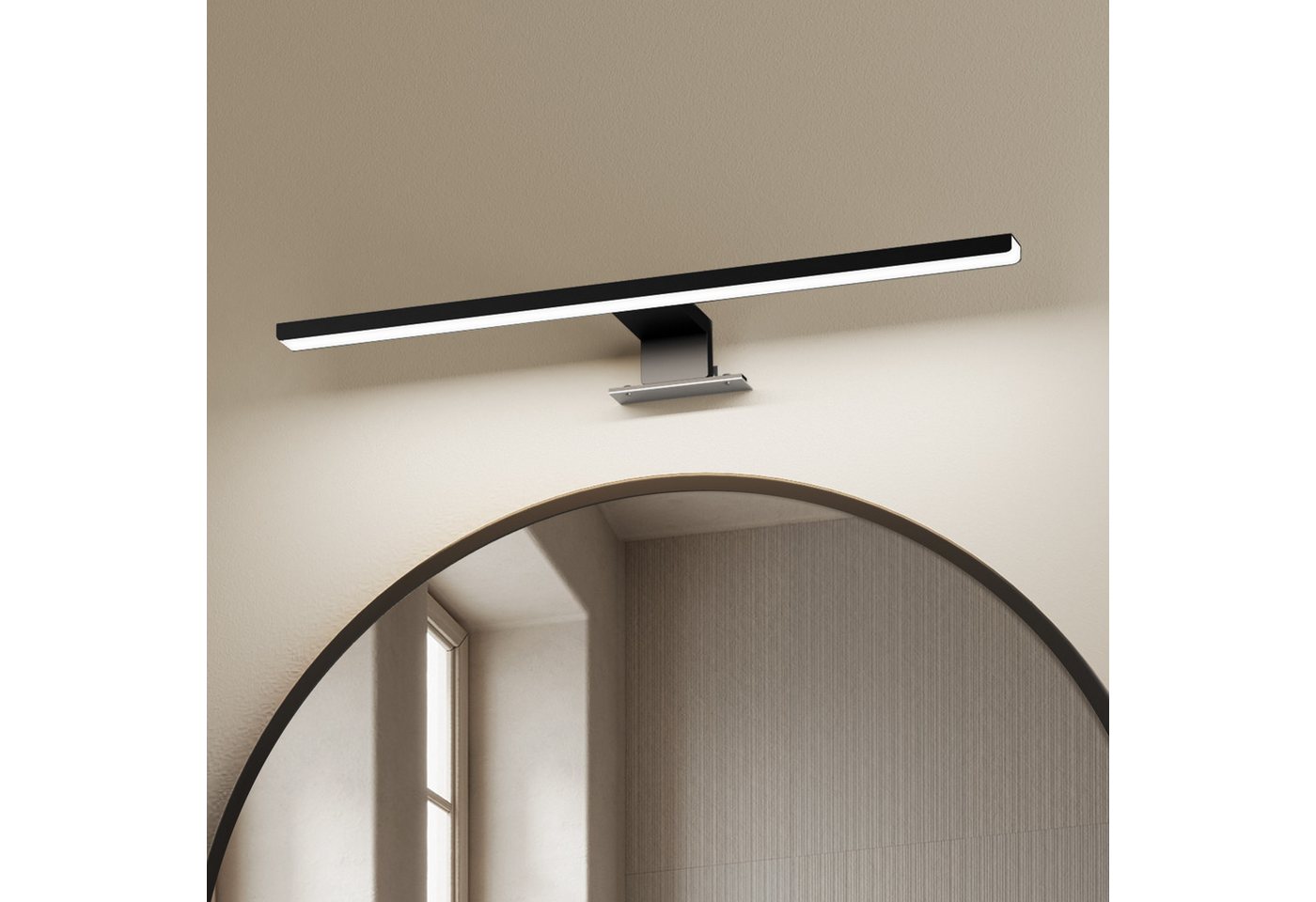 EMKE Spiegelleuchte LED L: 40cm 8W IP44 Wandlleuchte Badezimmer Wohnzimmer, LED fest integriert, Kaltweiß, Neutralweiß, Chrom oder Schwarz von EMKE