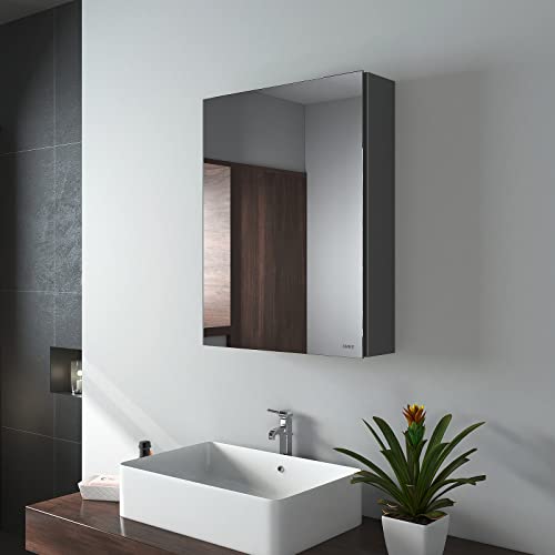 EMKE Spiegelschränke 50x65cm Spiegelschrank Badschrank mit Doppelseitiger Spiegel (Grau) von EMKE
