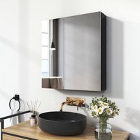 Spiegelschränke 60x65cm Spiegelschrank Badschrank mit Doppelseitiger Spiegel (Schwarz) - Emke von EMKE