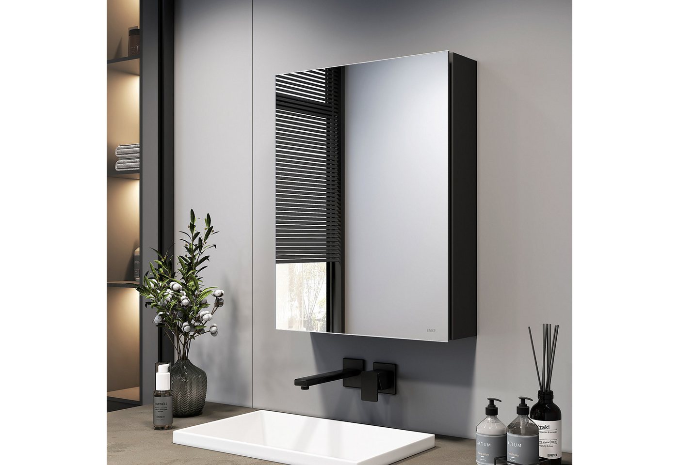 EMKE Spiegelschrank 50x65 cm 1-tütig Spiegelschränke Badezimmer Spiegelschrank mit Spiegel Badschrank Doppelseitiger Spiegel und höhenverstellbaren Glasablage EMKE Spiegelschrank 50x65 cm 1-tütig Spiegelschränke Badezimmer Spiegelschrank mit Spiegel Badschrank Doppelseitiger Spiegel und höhenverstellbaren Glasablage von EMKE