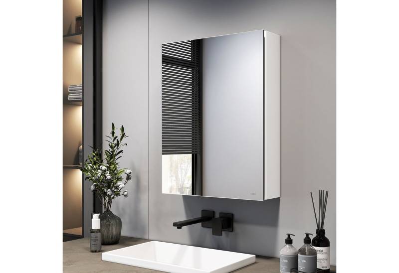 EMKE Spiegelschrank 50x65 cm 1-tütig Spiegelschränke Badezimmer Spiegelschrank mit Spiegel Badschrank Doppelseitiger Spiegel und höhenverstellbaren Glasablage von EMKE