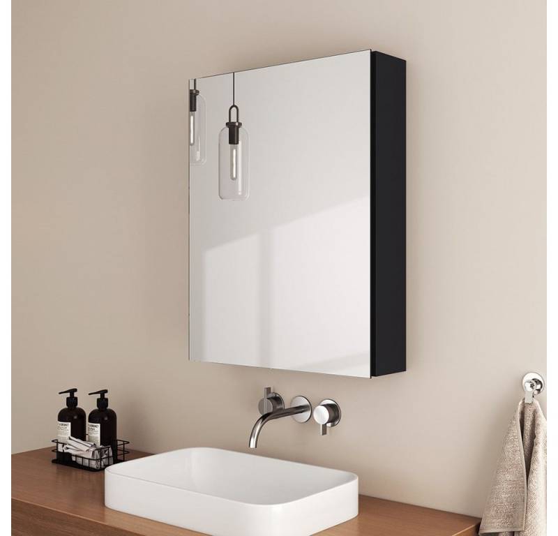 EMKE Spiegelschrank 50x65 cm Spiegelschränke Badezimmer Spiegelschrank mit Spiegel Badschrank Doppelseitiger Spiegel und höhenverstellbaren Glasablage von EMKE