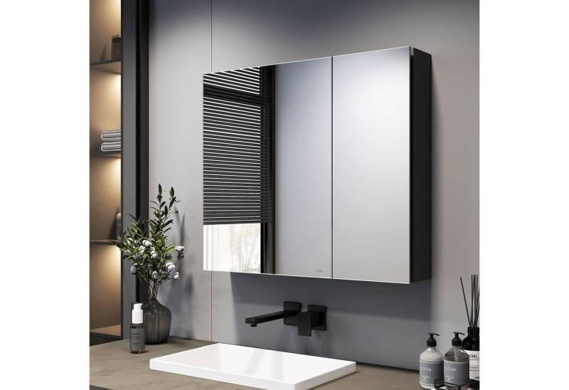 EMKE Spiegelschrank 75×65 /85×65cm 2-türig Badspiegelschrank Verstellbare Glasregale von EMKE