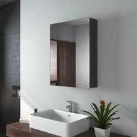 Emke - Spiegelschrank mit Spiegel unsichtbarer Griff Wandspiegel mit Badschrankmit höhenverstellbarem badezimmerschrank Laminat (Schwarz, 50x65cm) von EMKE