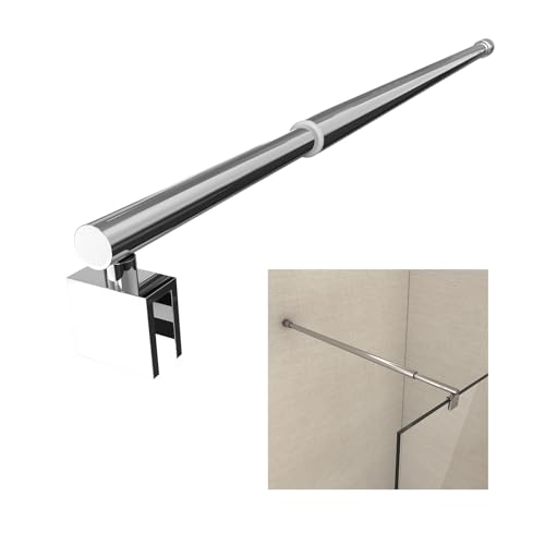 EMKE Stabilisierungsstange Dusche Einziehbar Stabilisator 70-120 cm Edelstahl Haltestange für Glas 8-10 mm 360° drehbarem Duschwand Duschstange Glasclip für Duschwände von EMKE