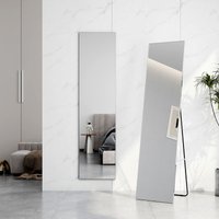 Standspiegel mit Rahmen aus Aluminiumlegierung, 160x40cm hd Groß Ganzkörperspiegel mit Haken, Rechteckiger Hochspiegel für Wohnzimmer oder von EMKE