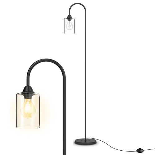 EMKE Stehlampe Schwarz Stehleuchte Wohnzimmer, E27 Standleuchte LED Retro Leselampe Stehlampe Schlafzimmer Floor Lamp Outdoor Stehlampen Bogenlampe von EMKE