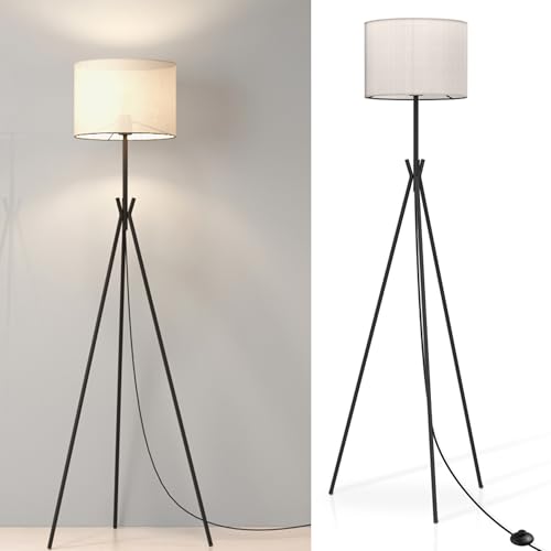 EMKE Stehlampe Wohnzimmer Stehleuchte Schwarz, E27 Standleuchte LED Retro Leselampe Floor Lamp Stehlampe Schlafzimmer Outdoor Stehlampen Bogenlampe von EMKE