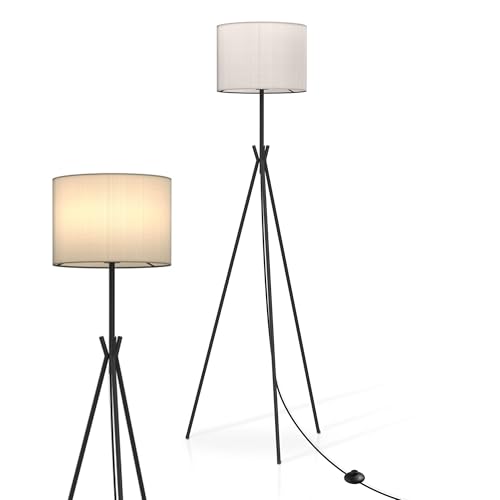 EMKE Stehleuchte Schwarz Stehlampe Wohnzimmer, E27 Standleuchte LED Retro Leselampe Stehlampe Schlafzimmer Floor Lamp Outdoor Stehlampen Bogenlampe von EMKE