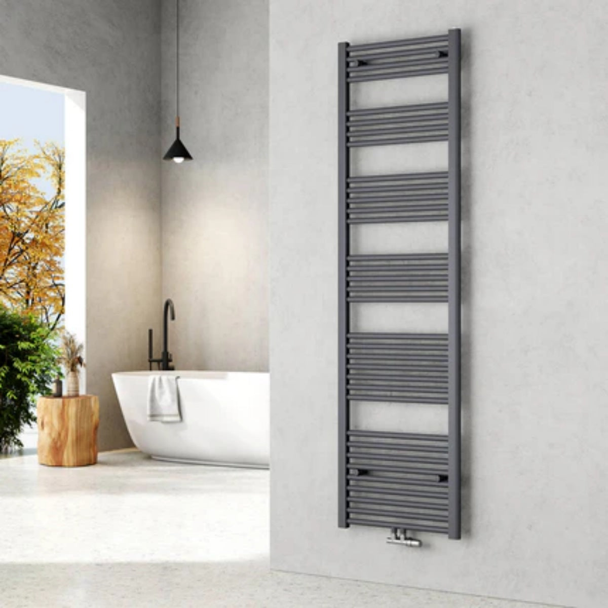 Badheizkörper mit Mittelanschluss zur vertikalen Montage, ideal als Handtuchtrockner von EMKE