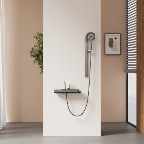 EMKE Thermostatische Duschsäule, Duschstange 40 cm, 3 Strahlarten, Anthrazit matt, geteiltes Design, passend für jede Ecke, Höhenverstellung EMKE Thermostatische Duschsäule, Duschstange 40 cm, 3 Strahlarten, Anthrazit matt, geteiltes Design, passend für jede Ecke, Höhenverstellung von EMKE