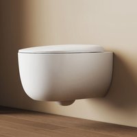 EMKE Toilette Spülrandlos WC mit Direkter Spülung Wandmontage Hänge-WC 35.5x36.5x55.5cm D-Form Hochtemperaturkeramik Strahlend Weiß EMKE Toilette Spülrandlos WC mit Direkter Spülung Wandmontage Hänge-WC 35.5x36.5x55.5cm D-Form Hochtemperaturkeramik Strahlend Weiß von EMKE