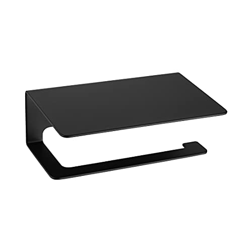 EMKE Toilettenpapierhalter mit Ablage 3 Stücke 160x115x60mm Klopapierhalter Selbstklebend oder Schrauben Installation, Mattes Schwarz Edelstahl von EMKE