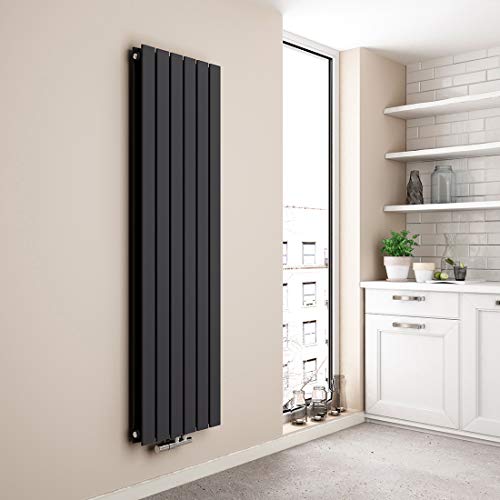 EMKE Vertikal Heizkörper 1600x460mm, Flachheizkörper Doppellagig Design Heizkörper Flach Paneelheizkörper Mittelanschluss Heizung Anthrazit 1490W von EMKE