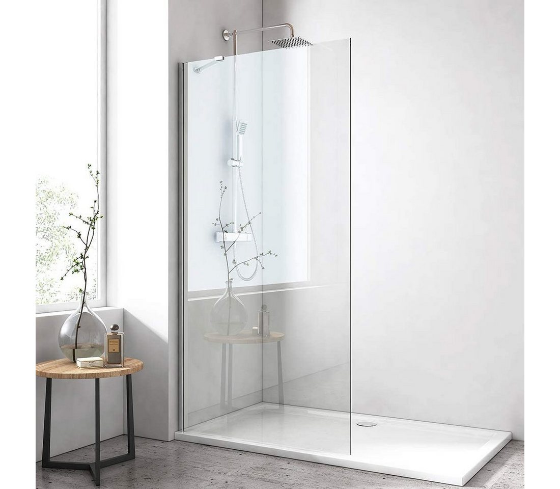 EMKE Walk-in-Dusche EMKE Duschwand 195cm Walk In Duschtrennwand Für Badewanne, 8 mm Dusche Glas NANO einfach-Reinigung Beschichtung von EMKE