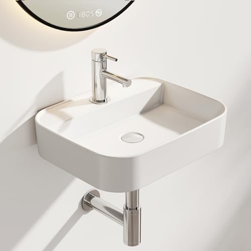 EMKE Waschbecken - Hängewaschbecken für Badezimmer & Gäste-WC - 50 × 40 × 11 cm cm Hochwertige Keramikwaschbecken - eckiges Aufsatzwaschbecken - Weiß EMKE Waschbecken - Hängewaschbecken für Badezimmer & Gäste-WC - 50 × 40 × 11 cm cm Hochwertige Keramikwaschbecken - eckiges Aufsatzwaschbecken - Weiß von EMKE