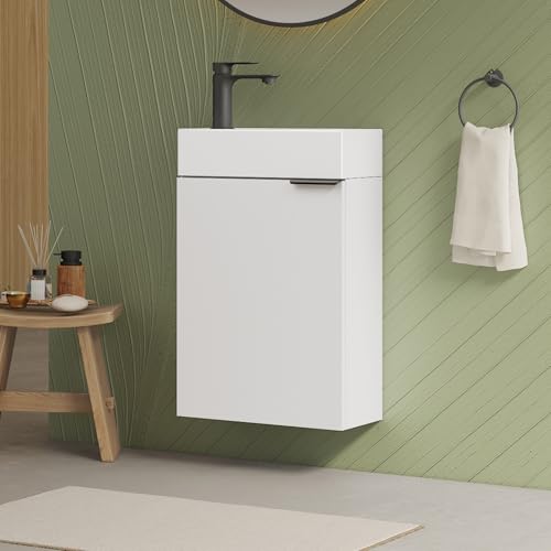 EMKE Waschbecken mit Unterschrank 41 cm, Kompaktes Waschtisch-Set mit Keramikbecken für Gäste-WC & kleines Bad, Waschtisch mit Unterschrank, Weiß EMKE Waschbecken mit Unterschrank 41 cm, Kompaktes Waschtisch-Set mit Keramikbecken für Gäste-WC & kleines Bad, Waschtisch mit Unterschrank, Weiß von EMKE