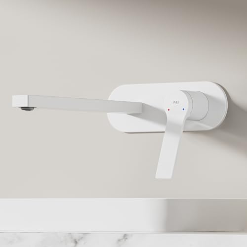 EMKE Waschtischarmatur Unterputz, Weiß Matt, 2-Loch Wandmontage Wasserhahn mit Luftsprudler, Wasserhahn Bad Unterputz für Waschbecken und Badewanne, Einhebelmischer 28,8 x 21 x 7 cm EMKE Waschtischarmatur Unterputz, Weiß Matt, 2-Loch Wandmontage Wasserhahn mit Luftsprudler, Wasserhahn Bad Unterputz für Waschbecken und Badewanne, Einhebelmischer 28,8 x 21 x 7 cm von EMKE