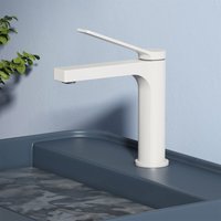 EMKE Wasserhahn Waschbeckenarmaturen 195 x 173 x 46 mm Weiß Matt Mischbatterie Küchenarmatur mit Luftsprudler Waschtischarmatur von EMKE