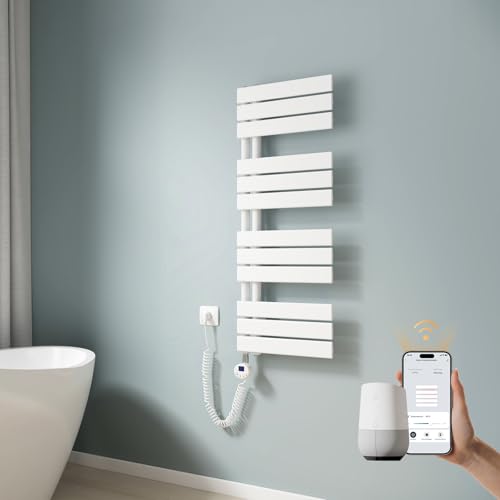 EMKE WiFi Intelligenter Badheizkörper Handtuchhalter Elektrisch 1041x400 mm, Handtuchheizkörper Elektrisch mit Thermostat Elektrischer Handtuchwärmer mit Heizstab Weiß 400W EMKE WiFi Intelligenter Badheizkörper Handtuchhalter Elektrisch 1041x400 mm, Handtuchheizkörper Elektrisch mit Thermostat Elektrischer Handtuchwärmer mit Heizstab Weiß 400W von EMKE