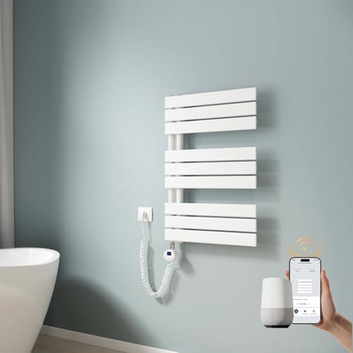 EMKE WiFi Intelligenter Badheizkörper Handtuchhalter Elektrisch 762x500 mm, Handtuchheizkörper Elektrisch mit Thermostat Elektrischer Handtuchwärmer mit Heizstab Weiß 400W EMKE WiFi Intelligenter Badheizkörper Handtuchhalter Elektrisch 762x500 mm, Handtuchheizkörper Elektrisch mit Thermostat Elektrischer Handtuchwärmer mit Heizstab Weiß 400W von EMKE