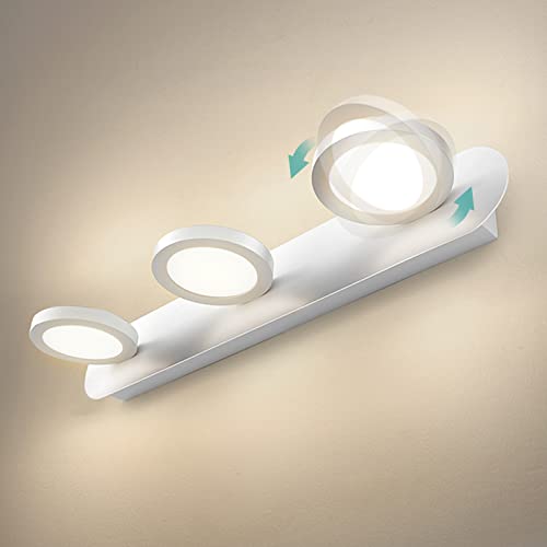 EMKE led Spiegelleuchte 50cm 3 Licht Spiegellampen 15W 975LM Spiegelleuchte bad, Warmweiß 4000K wandleuchte badezimmer, Beidseitig leuchtender Lampenkopf, einfache Installation(Weiß) von EMKE