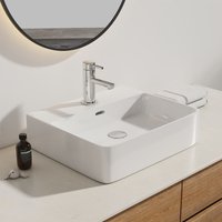 Eckig Waschbecken Aufsatzwaschbecken Bad Keramikwaschbecken Weiß Handwaschbecken 50 x 42.5 x 13 cm - Emke von EMKE