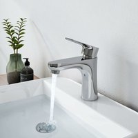 Emke - Badarmatur Wasserhahn für Waschbecken, Auslaufhöhe 90 mm Chrom, Waschtischarmatur Wassersparend Mischbatterie mit 500 mm 3/8 Zoll von EMKE