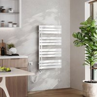 Emke - Badheizkörper Elektrisch mit Thermostat, Handtuchheizkörper Elektrisch Panel Handtuchhalter Handtuchtrokner inkl Heizstab mit timer, Weiß, von EMKE