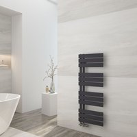 Emke - Badheizkörper Flach 1041x400 mm Schwarz Handtuchwärmer Handtuchtrockner, Panel Handtuchhalter Seitenanschluss für Bad Warmwasser 456W von EMKE