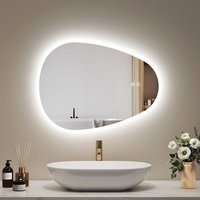 Emke - Badspiegel mit Beleuchtung 60x45cm Beschlagfrei Unregelmäßige Wassertropfenspiegel mit 3 Dimmbare Lichtfarben von EMKE