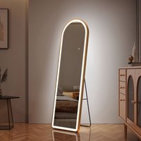 Bogen Standspiegel Ganzkörperspiegel mit Beleuchtung 3 Lichtfarbe Einstellbar Dimmbar, mit Rahmen aus Aluminiumlegierung für Wohn-,Schlaf-, von EMKE