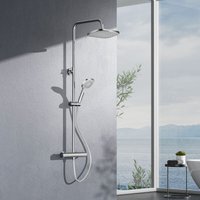 Emke - Duschsystem Duschset mit Theramostat Regendusche und 3 Strahlarten Handbrause,38℃ Thermostat Duschsäuleset Duschgarnitur, ktw Zertifizieren von EMKE