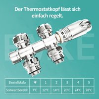 Emke - Hahnblock Thermostatventil Multiblock Set Heizkörper Mittelanschluss Eck- und Durchgangsform φ16xG1/2' Chrom von EMKE