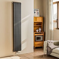 EMKE Heizkörper 1800x348 mm D Geformt Design Heizkörper Flach Doppellagig Paneelheizkörper Flachheizkörper Seitenanschluss Anthrazit 1611W von EMKE