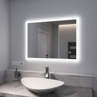 Led Badezimmerspiegel 60x80cm Badspiegel mit Dimmbarem Warmweißes/Kaltweißes/Neutrales Licht, Touch-Schalter und Beschlagfrei (Modell c) - Emke von EMKE