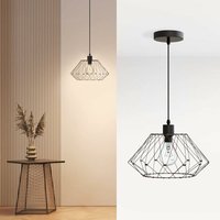 Emke - Pendelleuchte Lydia, E27 Pendellampe Retro 1 flammige Hängelampe Modern, Hängeleuchte Metallschirm Verformbar Silber-grau Metallic von EMKE