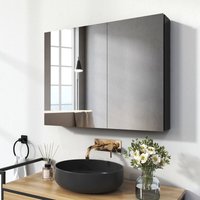 Emke - Spiegelschränke 85x65cm Spiegelschrank Badschrank mit Doppelseitiger Spiegel (Schwarz) von EMKE