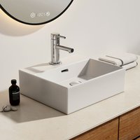 Waschbecken Aufsatzwaschbecken Hängewaschbecken für Badezimmer Gäste wc 41.5 x 36 x 13 cm Bad Wandwaschbecken Waschtisch Weiß - Emke von EMKE