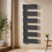 Handtuchheizkörper 153 × 60 cm mit Seitenanschluss Anthrazit Badheizkörper Handtuchhalter Handtuchwärmer 1075W - Emke von EMKE