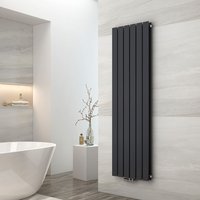 Emke - Heizkörper 160x46cm Flach Heizkörper Design Paneelheizkörper Vertikal, Doppellagig, Mittelanschluss, 1490W, Anthrazit von EMKE