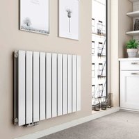 EMKE Heizkörper Flach Design Paneelheizkörper Seitenanschluss Horizontal, Doppellagig, Weiß, 63x85cm, 1136W von EMKE