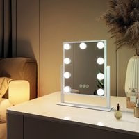 Hollywood Spiegel Schminkspiegel mit Beleuchtung 9 Dimmbaren LED-Leuchtmitteln 360° Drehbar Kosmetikspiegel mit 3 Lichtfarben 7x Vergrößerung von EMKE
