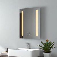 Led Badezimmerspiegel 45x60cm Badspiegel mit Warmweißes Licht,Touch-Schalter und Beschlagfrei (Modell a) - Emke von EMKE