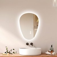 Emke - led Badspiegel mit Anti-Beschlag 60 x 45 cm Asymmetrischer Wassertropfenspiegel mit 3 Dimmbare Lichtfarben von EMKE