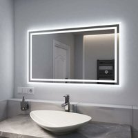 Led Badspiegel mit Beleuchtung Badezimmerspiegel IP44 energiesparend, 100x60cm, Touchschalter, Beschlagfrei, Kaltweiß Licht Dimmbar, Memory-funktion von EMKE