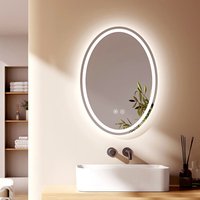 Oval Badspiegel mit Beleuchtung 50 x 70 cm led Spiegel mit 3 Lichtfarbe Dimmbar Antibeschlag Speicherfunktion Badezimmerspiegel - Emke Oval Badspiegel mit Beleuchtung 50 x 70 cm led Spiegel mit 3 Lichtfarbe Dimmbar Antibeschlag Speicherfunktion Badezimmerspiegel - Emke von EMKE