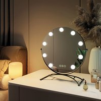 Runder Schminkspiegel Hollywood Spiegel mit Beleuchtung led Tischspiegel, mit Touch, 3 Lichtfarben,9 Dimmbaren LED-Leuchtmitteln,7 x von EMKE
