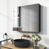 Emke - Spiegelschränke 75x65cm Spiegelschrank Badschrank mit Doppelseitiger Spiegel (Schwarz) von EMKE